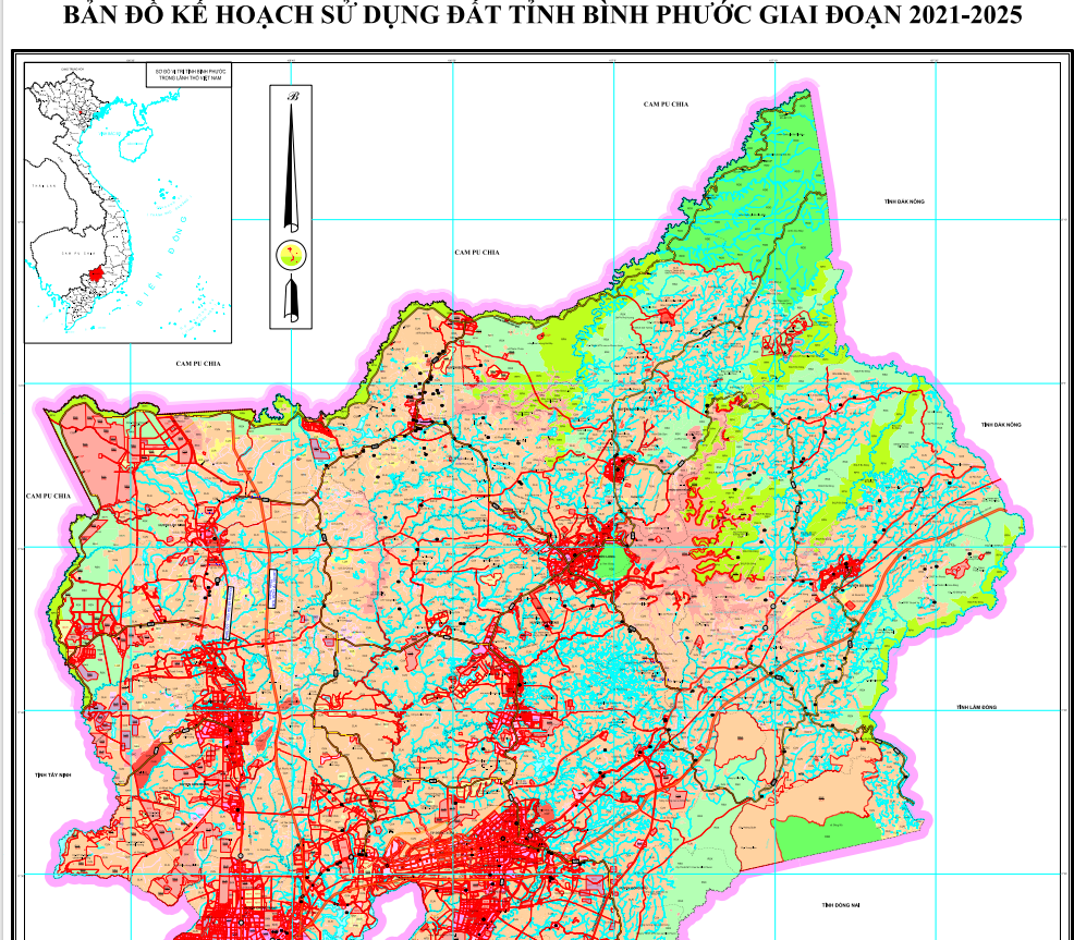 Bản đồ kế hoạch sử dụng đất tỉnh Bình Phước giai đoạn 2021 - 2025